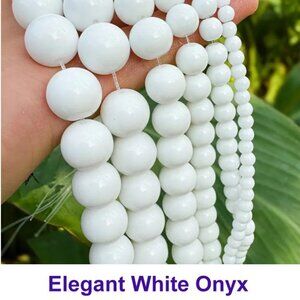 Elegant White Onyx  15" Strand